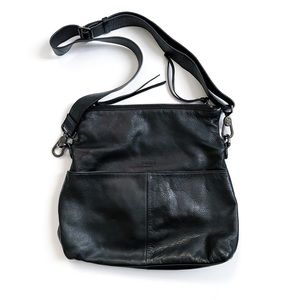 Margot Black Leather Crossbody Shoulder Bag